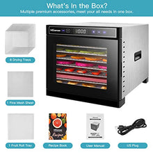 Load image into Gallery viewer, Nictemaw Food Dehydrator Machine, 8-Layer Dehydrators for Food and Jerky, Beef, Fruit, Dog Treats, Herbs, with 8 Stainless Steel Trays, Digital Timer &amp; Temperature Control, Fruit Roll Sheet, Recipe Book, 600W
