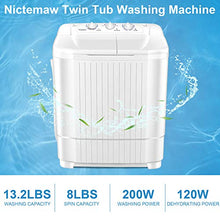 Load image into Gallery viewer, Nictemaw Portable Washing Machine, Compact Twin Tub Washing Machine 21.2lbs Capacity, Washer(13.2lbs)&amp;Spiner(8lbs) for Bathroom, Apartments, Dorms, RVs(White)
