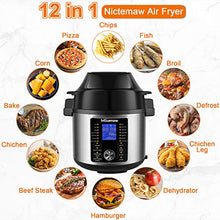 Load image into Gallery viewer, Nictemaw Pressure Cooker and Air Fryer Combos 6Qt, Multi-functional 17-IN-1 Pressure Rice Cooker &amp;12-IN-1 Air Fryer 1500W with Two Detachable Lids, Two LCD Digital Control Panels, Free Recipe Book
