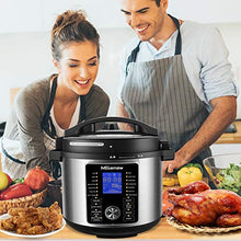 Load image into Gallery viewer, Nictemaw Pressure Cooker and Air Fryer Combos 6Qt, Multi-functional 17-IN-1 Pressure Rice Cooker &amp;12-IN-1 Air Fryer 1500W with Two Detachable Lids, Two LCD Digital Control Panels, Free Recipe Book
