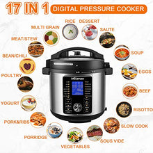 Load image into Gallery viewer, Nictemaw Pressure Cooker and Air Fryer Combos 6Qt, Multi-functional 17-IN-1 Pressure Rice Cooker &amp;12-IN-1 Air Fryer 1500W with Two Detachable Lids, Two LCD Digital Control Panels, Free Recipe Book
