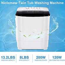 Load image into Gallery viewer, Nictemaw Portable Washing Machine, Compact Twin Tub Washing Machine 21.2lbs Capacity, Washer(13.2lbs)&amp;Spiner(8lbs) for Bathroom, Apartments, Dorms, RVs(Black)
